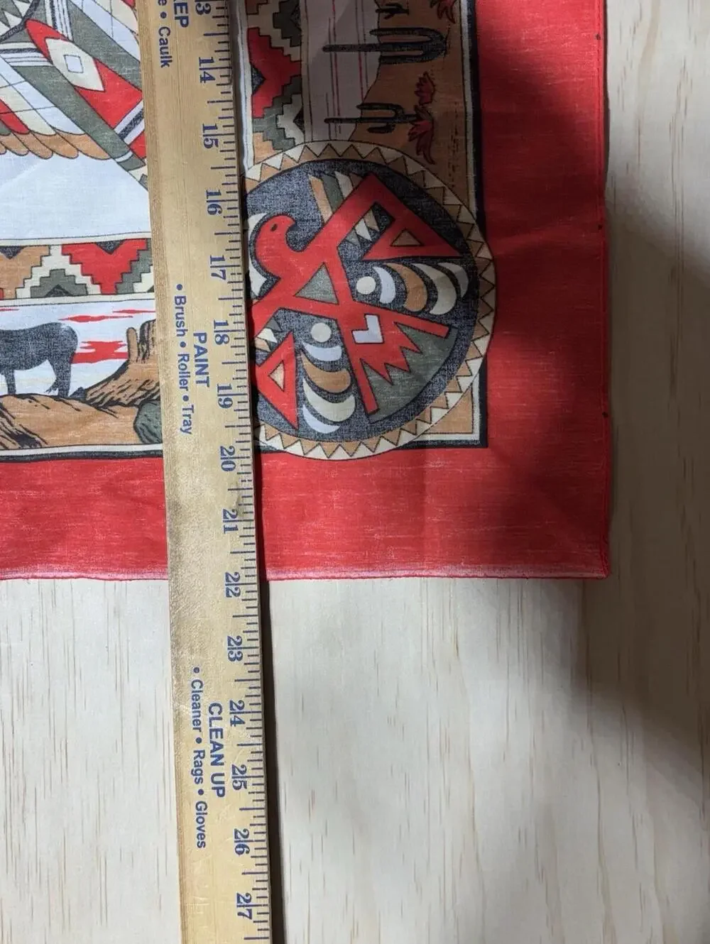 Vtg Antique SOUTHWESTERN SOUTHWEST AZTEC TOTEM POLE Horse Cotton Biker BANDANA